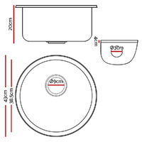 Cefito Stone Kitchen Sink Round 430MM Granite Under/Topmount Basin Bowl Laundry Black thumbnail