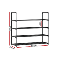Artiss Shoe Rack 4-tier 16 Pairs Stackable Black thumbnail