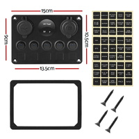 Giantz 5 Gang 12V Switch Panel For Car Boat Marine USB ON-OFF LED Rocker Toggle thumbnail