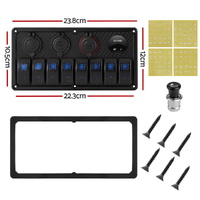 Giantz 8 Gang 12V Switch Panel For Car Boat Marine USB ON-OFF LED Rocker Toggle thumbnail