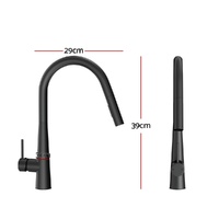 Kitchen Mixer Tap Pull Out Round 2 Mode Sink Basin Faucet Swivel WELS Black thumbnail
