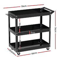 Giantz 3-Tier Tool Cart Trolley Workshop Garage Storage Organizer Black thumbnail