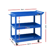 Giantz 3-Tier Tool Cart Trolley Workshop Garage Storage Organizer Blue thumbnail