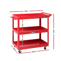 Giantz 3-Tier Tool Cart Trolley Workshop Garage Storage Organizer Red thumbnail