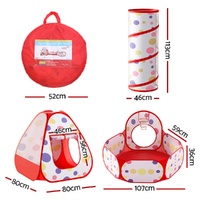 Keezi Kids Playhouse Play Tent Pop Up Teepee Ball Pit Tunnel Basketball Hoop Red thumbnail