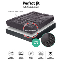 Giselle Bedding Mattress Topper Pillowtop Bamboo Charcoal Single thumbnail