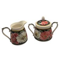 Poppies-on-Black Fine Bone China Milk & Sugar Bowls (Set of 2) thumbnail