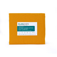 Elan Linen 100% Egyptian Cotton Vintage Washed 500TC Mustard Double Bed Sheets Set thumbnail
