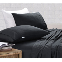 Elan Linen 100% Egyptian Cotton Vintage Washed 500TC Charcoal King Single Bed Sheets Set thumbnail