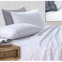 Elan Linen 100% Egyptian Cotton Vintage Washed 500TC White 50 cm deep Mega King Bed Sheets Set thumbnail