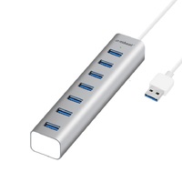 MBEAT 7-Port USB 3.0 Powered Hub - USB 2.0/1.1/Aluminium Slim Design Hub with Fast Data Speeds (5Gbps) Power Delivery for PC and MAC devices thumbnail