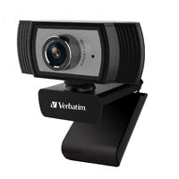 VERBATIM 1080p Full HD Webcam - Black/Silver FHD 1920x1080, 2.0 Mega Pixels, Compatible with Windows XP,7 8, 10, Android V5, MacOS 10.6 or Above thumbnail