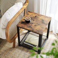 2-Tier Side Table with Storage Shelf with Metal Frame Rustic Brown thumbnail