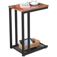 Bedside Table with Mesh Shelf, Rustic Brown thumbnail
