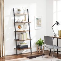 5-Tier Bookshelf Rack, Rustic Brown and Black thumbnail