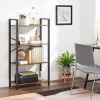4-Tier  Storage Rack with Steel Frame, 120 cm High, Rustic Brown and Black thumbnail