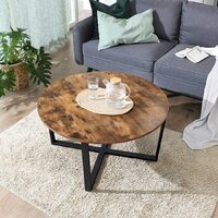 Round Coffee Table Rustic Brown and Black thumbnail