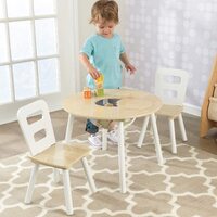 Round Table and 2 Chair Set for children (White Natural) thumbnail