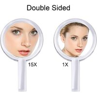 20X Magnifying Hand Mirror Two Sided Use for Makeup Application, Tweezing, and Blackhead/Blemish Removal (15 cm Silver) thumbnail