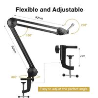 Heavy Duty Microphone Arm Microphone Stand Suspension Scissor Boom Stands with 6" Pop Filter and Cable Ties for Recording thumbnail