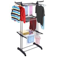3 Tier Foldable Clothes Drying Rack for Laundry Dryer with Hanger Stand Rail Indoor thumbnail