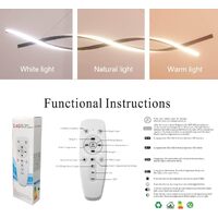 Modern LED Chandelier Lighting Lamps Bedroom Kitchen (Black, L80cm Pendant) thumbnail