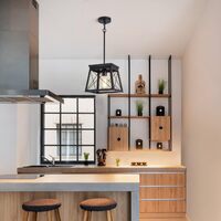 Farmhouse Pendant Light Rustic Lantern Chandelier Black thumbnail