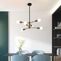 Sputnik Chandelier Modern Industrial, 6-Light , Black & Gold thumbnail