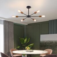 Modern Sputnik Chandelier Black Gold E27 Bulbs thumbnail