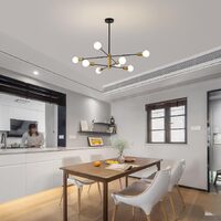 Sputnik Chandelier Modern Industrial, 8-Light , Black & Gold thumbnail