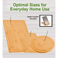 3 Pieces Bamboo Cutting Board with Juice Groove and Mobile Holder included for Home Kitchen thumbnail