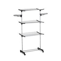 Folding 3 Tier Clothes Laundry Drying Rack with Stainless Steel Tubes for Indoor & Outdoor Home thumbnail