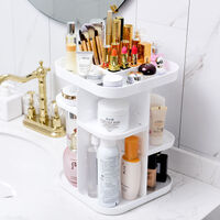 360 Rotating Large Capacity Makeup Organizer for Bedroom and Bathroom (White) thumbnail