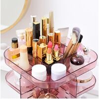 360 Rotating Large Capacity Makeup Organizer for Bedroom and Bathroom (Pink) thumbnail