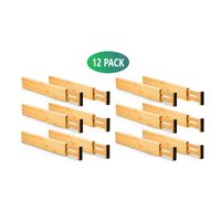 12 Pack Bamboo Adjustable Kitchen Drawer Dividers (Large, 44-55 cm) thumbnail