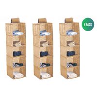 3 Pack 5-Tier Shelf Hanging Closet Organizer and Storage for Clothes (Beige) thumbnail