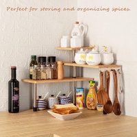 CARLA HOME 3 Tier Corner Shelf Kitchen Spice Rack Organiser with Hooks for Home Storage & Organisation thumbnail
