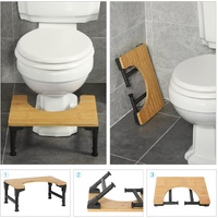 Bamboo Toilet Stool Foldable and Adjustable Height with Non-Slip Layer for Bathroom thumbnail
