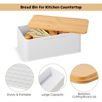 Bread Bin with Bamboo Lid used as Chopping Board for Kitchen Countertop thumbnail