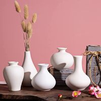 Ceramic Set of 5 White Vases for Home D�cor thumbnail