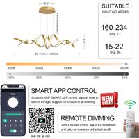 Modern LED Ceiling Chandelier 75W Smart-Lamp (Golden Pendent Light) thumbnail