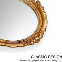 Oval Antique Vintage Hanging Wall Mirror for Bedroom and Livingroom (Gold, 38 x 33 cm) thumbnail