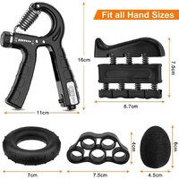 5 Pack Adjustable Resistance Hand Gripper Exerciser Workout Kit thumbnail