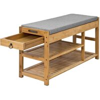 Bamboo Shoe Bench Drawers Lift Top thumbnail