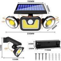 Outdoor Solar Lights with 3 Adjustable Head for Porch Garden Patio thumbnail