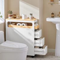 Storage Cart Narrow Cabinet Wheels Tray Drawers thumbnail