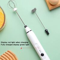 Silver Rechargeable Electric Milk Frother Handheld (3 Speeds) thumbnail