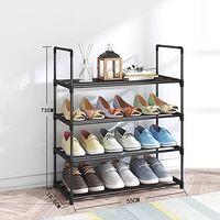 4-Tier Stainless Steel Shoe Rack Storage Organizer to Hold up to 15 Pairs of Shoes (55cm, Black) thumbnail