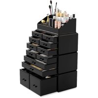 Makeup Cosmetic Organizer Storage with 12 Drawers Display Boxes (Black) thumbnail