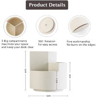 360 degree rotating multi-functional pen holder with 3 separate layer for office desk organiser (Grey) thumbnail